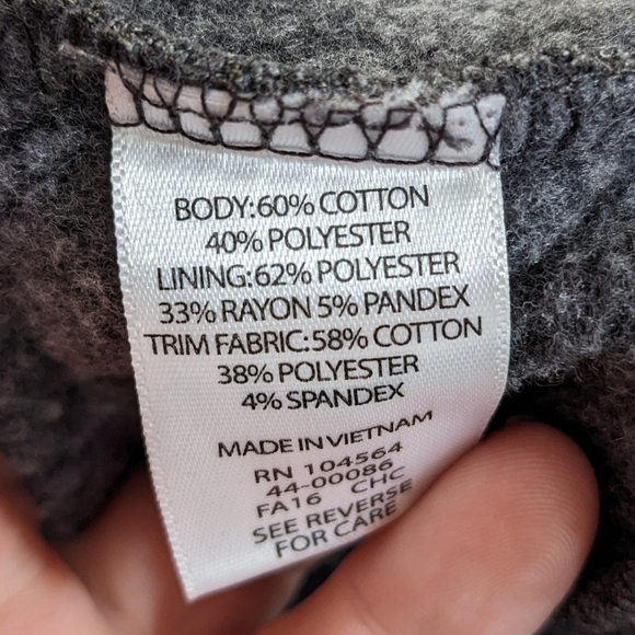 ✨3/$15  Gaiam dark grey long hooded sweatshirt XS - Picture 7 of 8